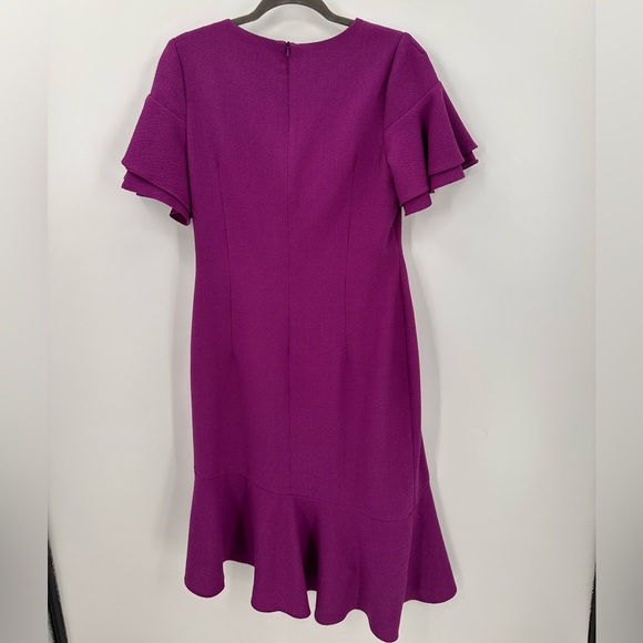 Black Halo Ruiz Asymmetric Flutter Dress Purple Size 10 - Picture 5 of 6